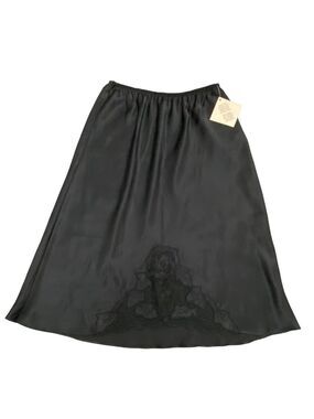 Vintage luxury Natori black underskirt slip skirt Aline length lace bottom small
